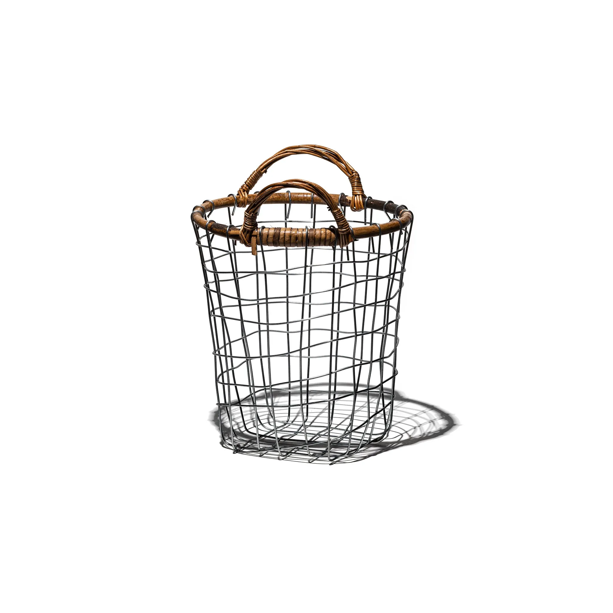 RATTAN TOP WIRE BASKET - SMALL