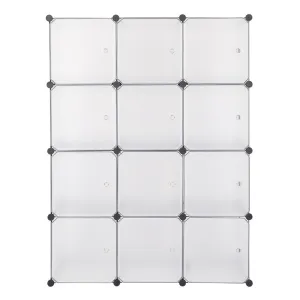 RONSHIN Storage Shelf 4 Layers 12-Cube 35x35x35 Cube Storage Cabinet with Door