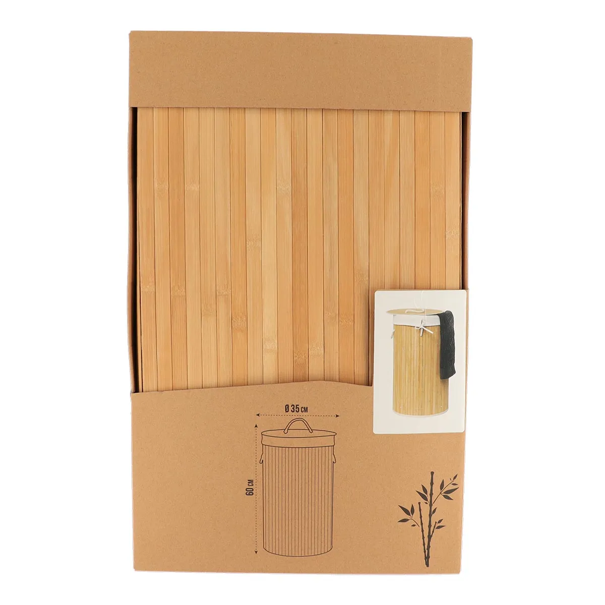 Round Foldable Laundry Basket - Bamboo/Linen Fabric