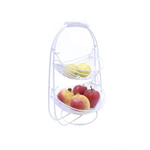 Soko Swing 2 Tier Fruit Basket Classic White