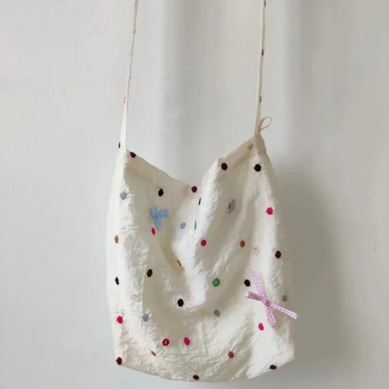 TAVIMART  -  Girls Ins Kawaii Cute Colored Buttons Shoulder Bags Streetwear Fashion Sweet Bow Handbags Women Y2k Aesthetic Chic Underarm Bag