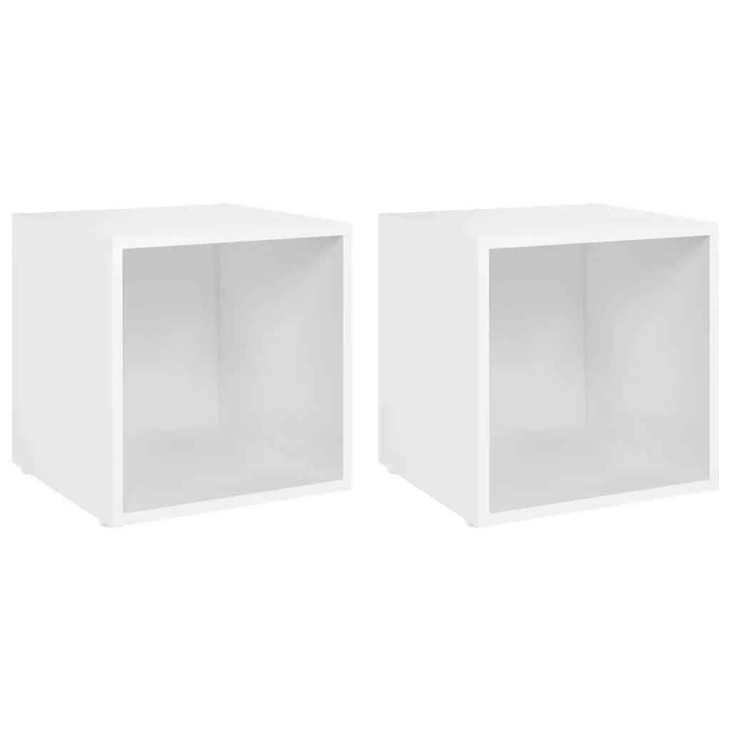 TV Cabinets 2 pcs White 37x35x37 cm Chipboard