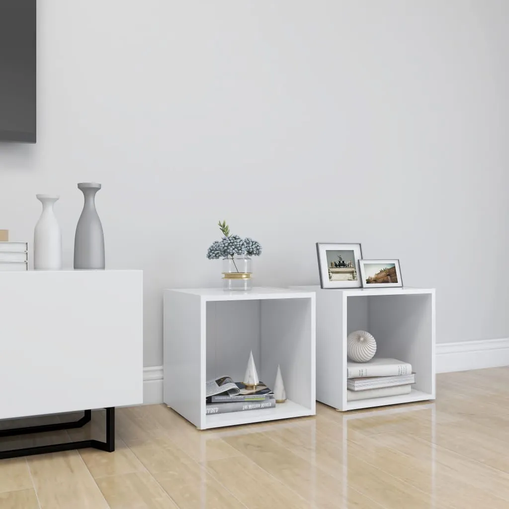 TV Cabinets 2 pcs White 37x35x37 cm Chipboard