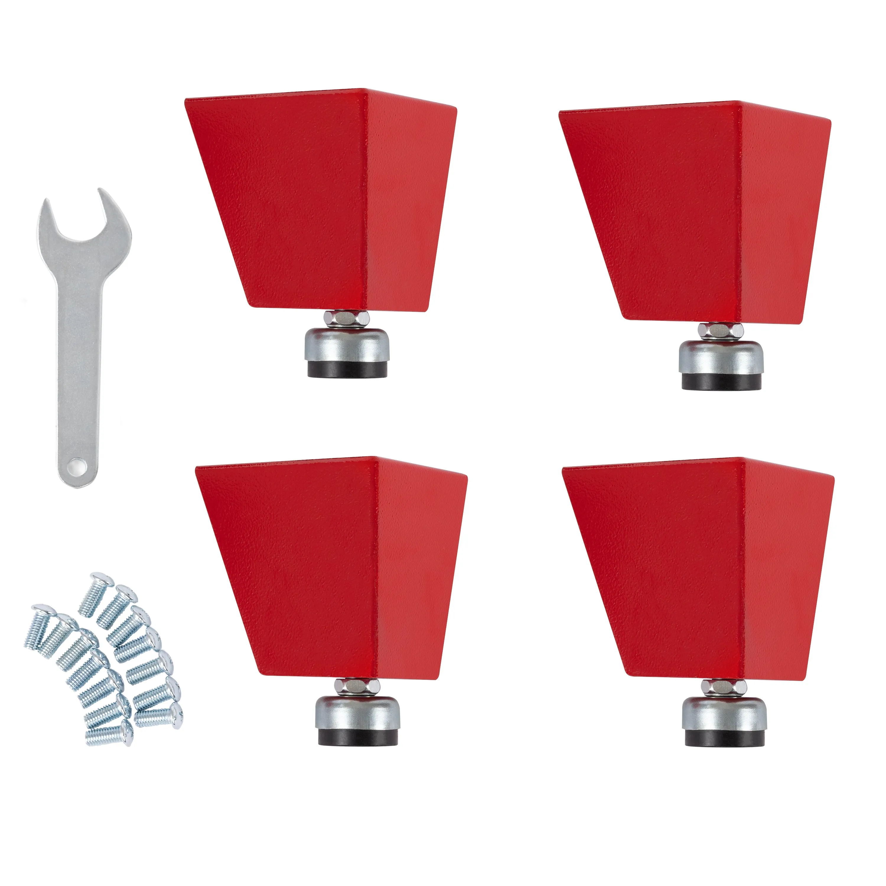 UltraHD® 6" H Steel Leveling Feet with Rubber Base, Red