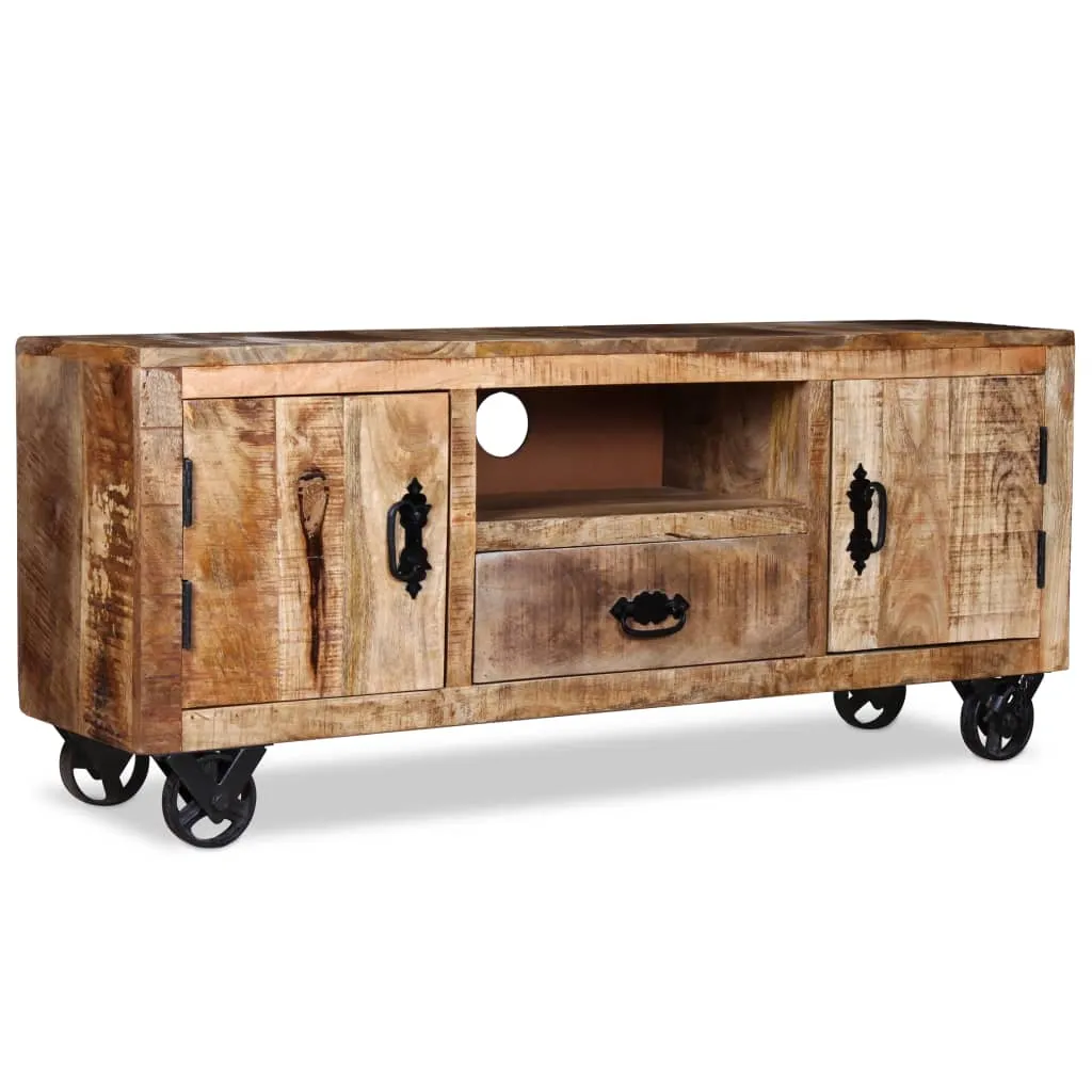 vidaXL TV Cabinet Rough Mango Wood 120x30x50 cm